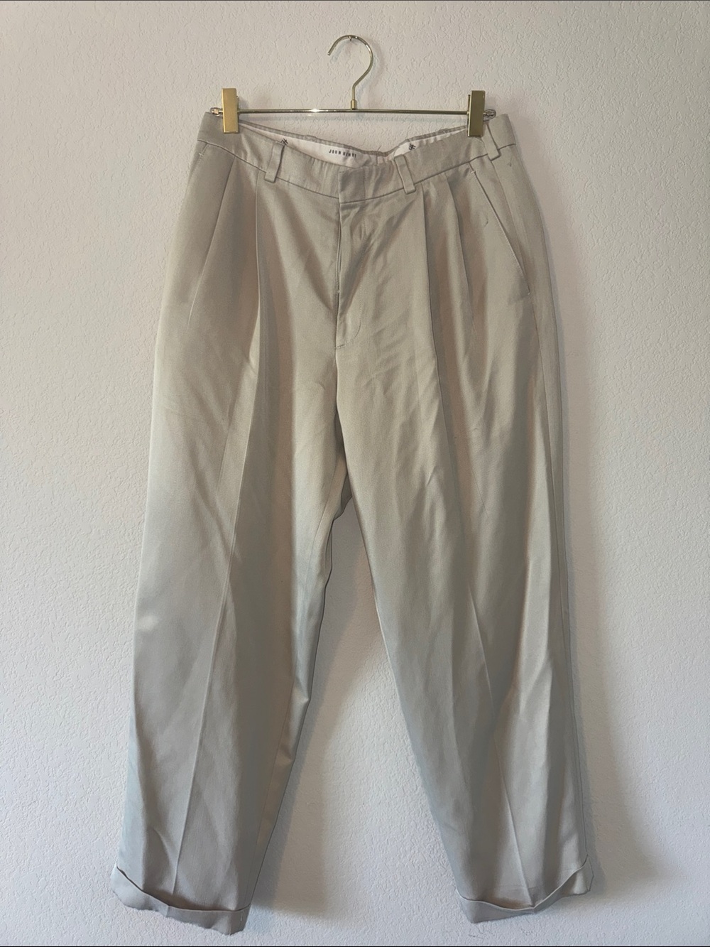 John Henry 32x30 Men's Pleated Chinos in Light Beige